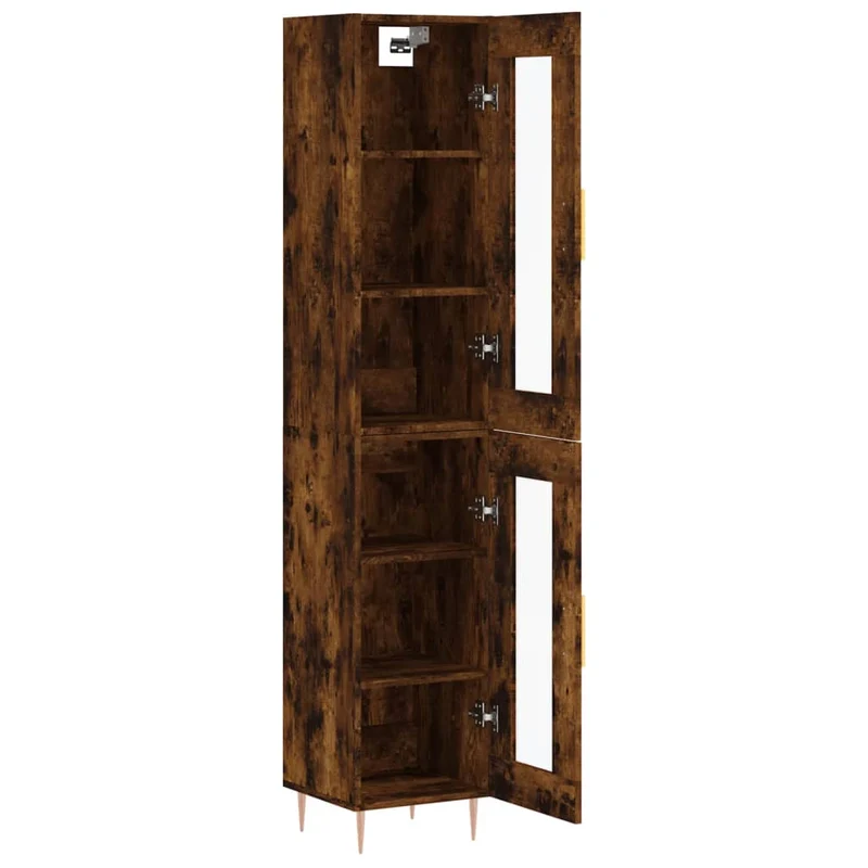 Buffet bahut commode armoire meuble de rangement organisateur cuisine salle de séjour salon haut 34,5 x 34 x 180 cm bois d'ingénierie marron 02_0033287