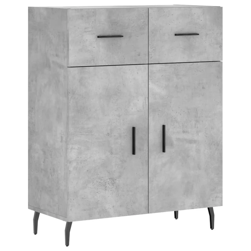 Buffet bahut commode armoire meuble de rangement organisateur cuisine salle de séjour salon haut 69,5 x 34 x 180 cm bois d'ingénierie gris 02_0034501