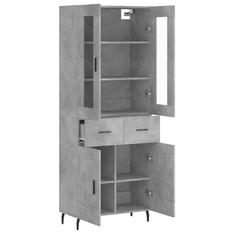 Buffet bahut commode armoire meuble de rangement organisateur cuisine salle de séjour salon haut 69,5 x 34 x 180 cm bois d'ingénierie gris 02_0034639
