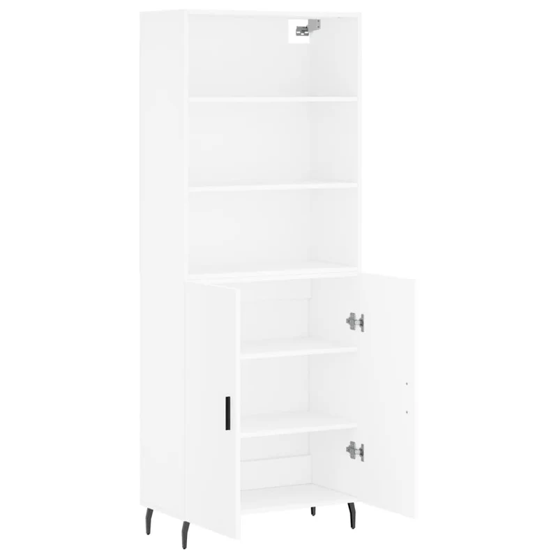 Buffet bahut commode armoire meuble de rangement organisateur cuisine salle de séjour salon haut 69,5 x 34 x 180 cm bois d'ingénierie blanc 02_0032742