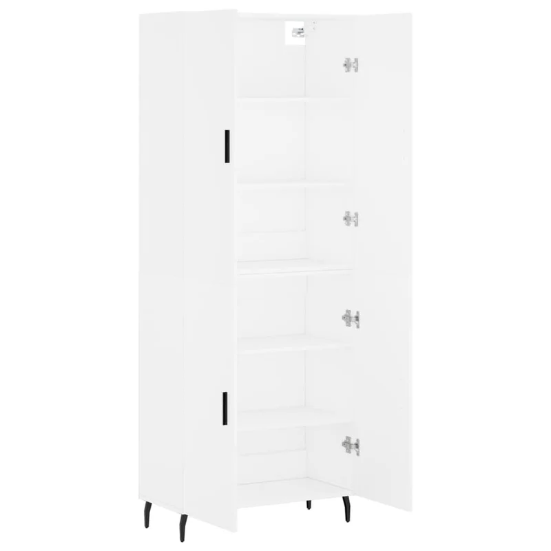 Buffet bahut commode armoire meuble de rangement organisateur cuisine salle de séjour salon haut 69,5 x 34 x 180 cm bois d'ingénierie blanc 02_0032586
