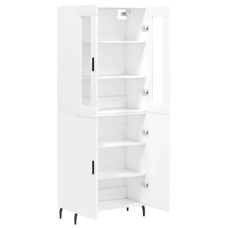 Buffet bahut commode armoire meuble de rangement organisateur cuisine salle de séjour salon haut 69,5 x 34 x 180 cm bois d'ingénierie blanc 02_0032697