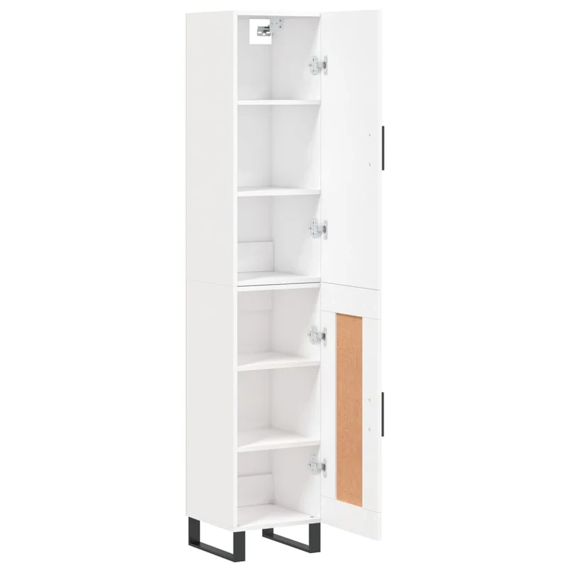 Buffet bahut commode armoire meuble de rangement organisateur cuisine salle de séjour salon haut 34,5 x 34 x 180 cm bois d'ingénierie blanc 02_0032340