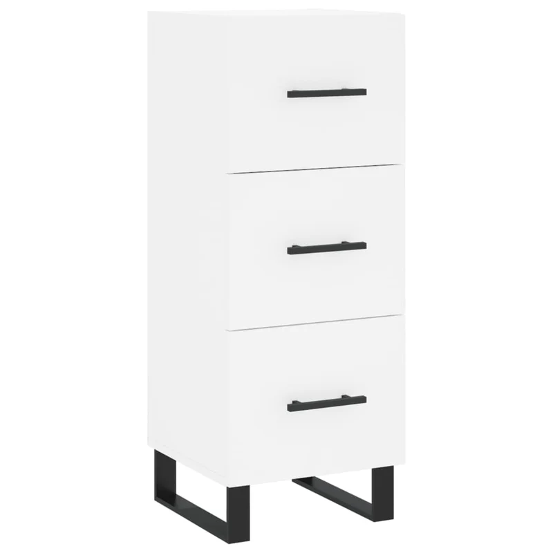 Buffet bahut commode armoire meuble de rangement organisateur cuisine salle de séjour salon haut 34,5 x 34 x 180 cm bois d'ingénierie blanc 02_0032428