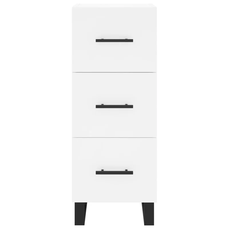 Buffet bahut commode armoire meuble de rangement organisateur cuisine salle de séjour salon haut 34,5 x 34 x 180 cm bois d'ingénierie blanc 02_0032428