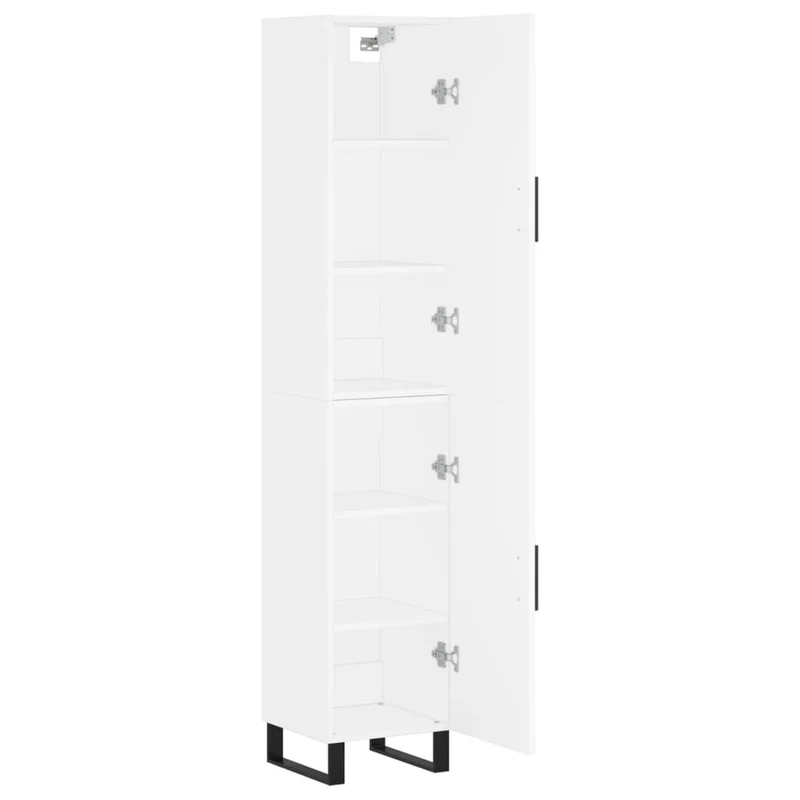 Buffet bahut commode armoire meuble de rangement organisateur cuisine salle de séjour salon haut 34,5 x 34 x 180 cm bois d'ingénierie blanc 02_0032342