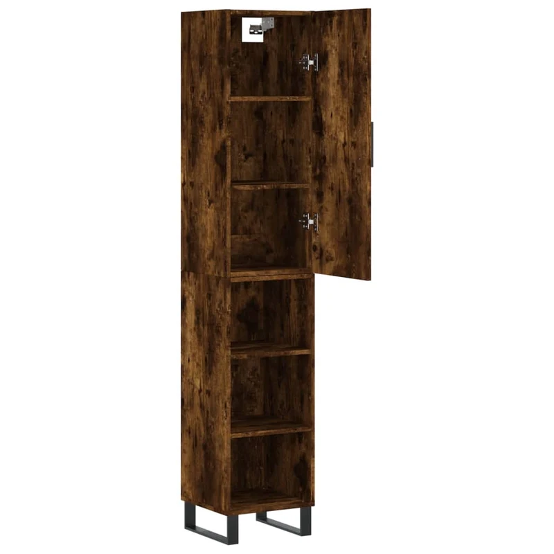 Buffet bahut commode armoire meuble de rangement organisateur cuisine salle de séjour salon haut 34,5 x 34 x 180 cm bois d'ingénierie marron 02_0033260
