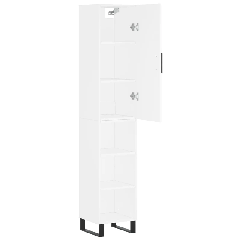 Buffet bahut commode armoire meuble de rangement organisateur cuisine salle de séjour salon haut 34,5 x 34 x 180 cm bois d'ingénierie blanc 02_0032383