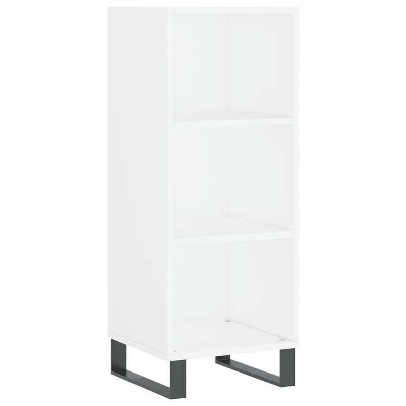 Buffet bahut commode armoire meuble de rangement organisateur cuisine salle de séjour salon haut 34,5 x 34 x 180 cm bois d'ingénierie blanc 02_0032383