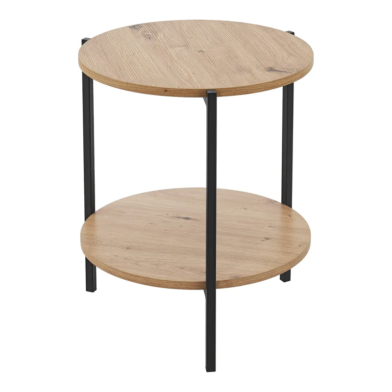 Table d'appoint ronde 50 x 40 cm noir et effet bois 03_0008616