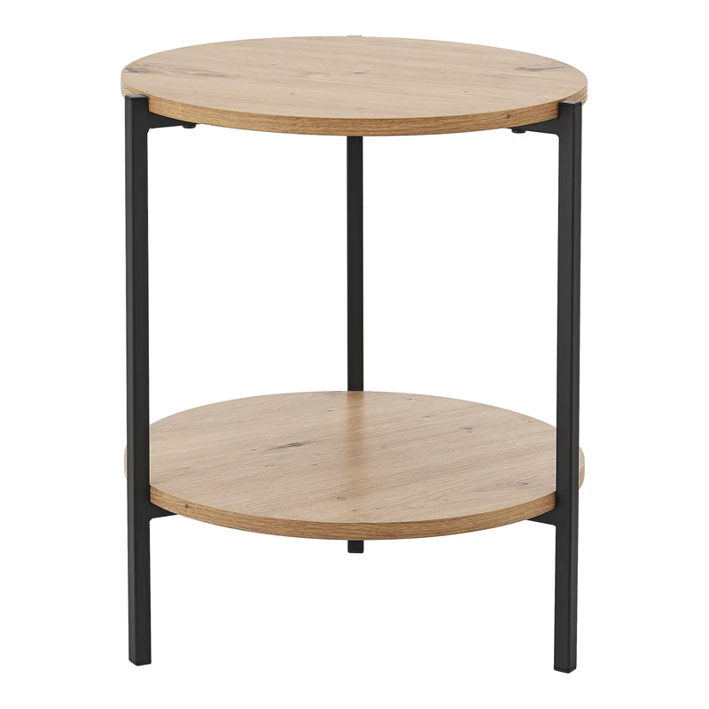 Table d'appoint ronde 50 x 40 cm noir et effet bois 03_0008616