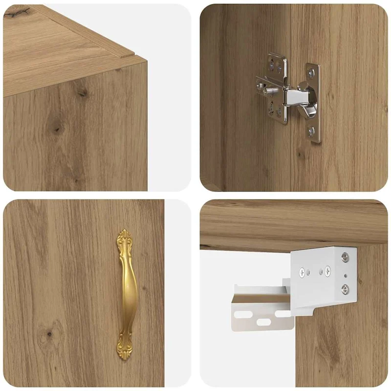 Lot de 2 armoires murales modernes avec 4 portes à charnières 69,5 x 34 x 90 cm en bois d'ingénierie chêne artisanal 02_0056044