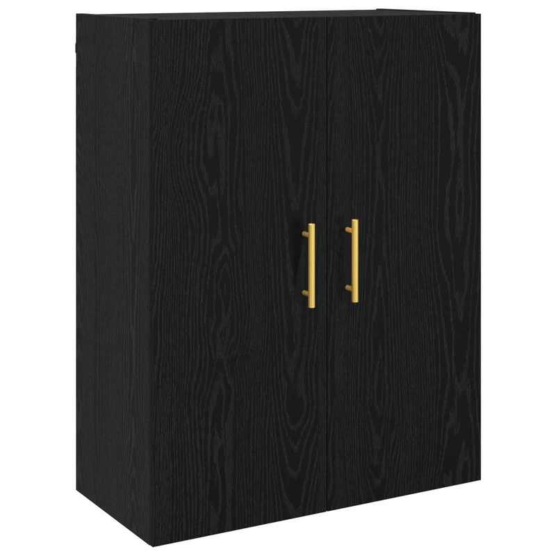 Lot de 2 armoires murales modernes avec 4 portes rangement optimisé 69,5 x 34 x 90 cm en bois d'ingénierie chêne noir 02_0056042
