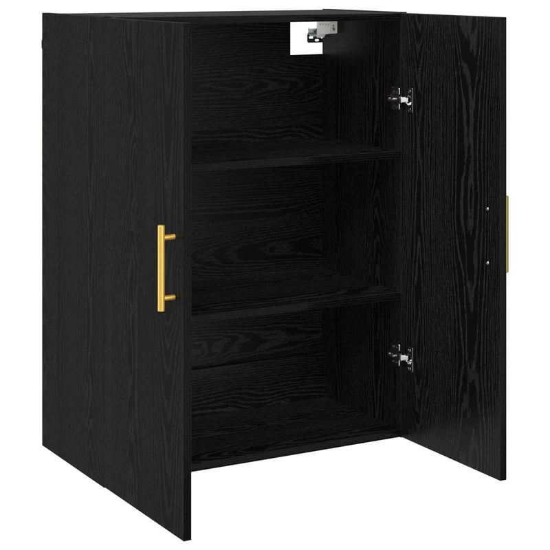 Lot de 2 armoires murales modernes avec 4 portes rangement optimisé 69,5 x 34 x 90 cm en bois d'ingénierie chêne noir 02_0056042