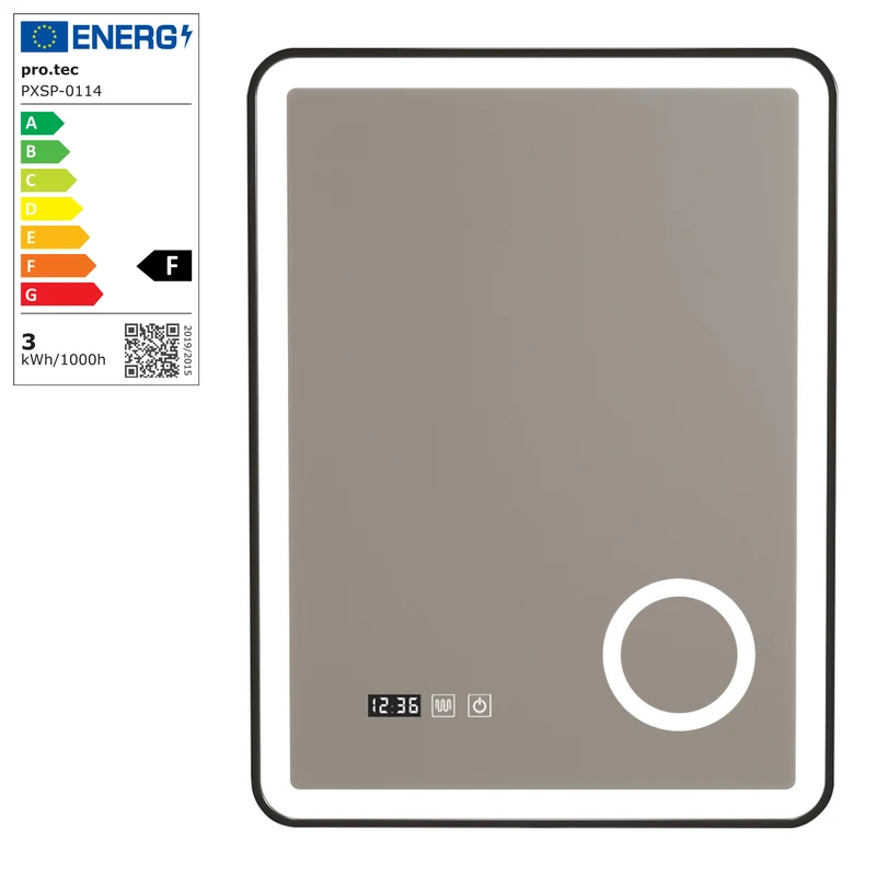 Miroir décoration moderne design LED pour salle de bain 80 x 60 cm noir 03_0010166