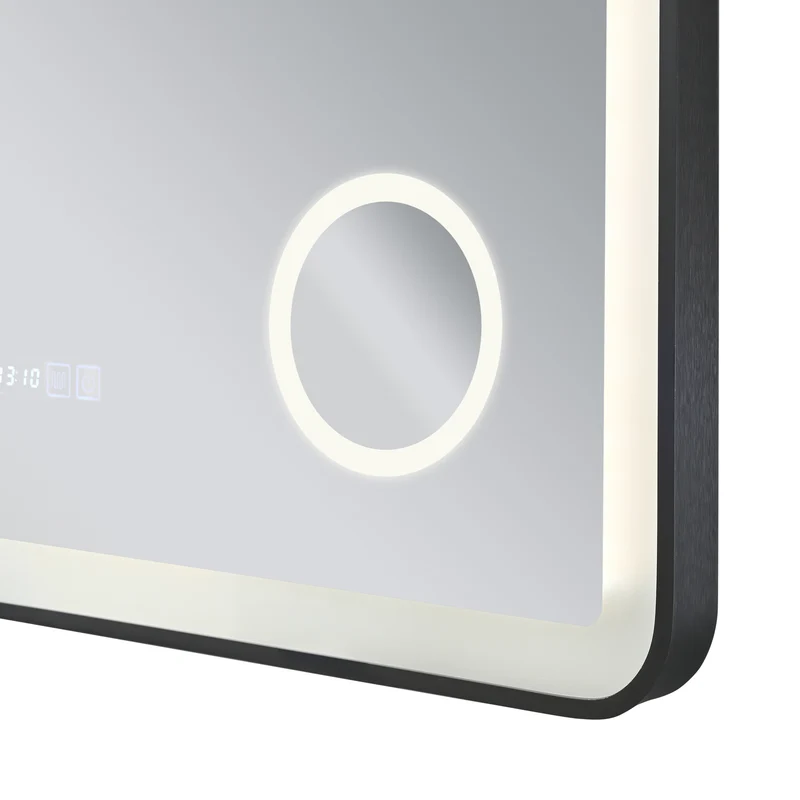 Miroir décoration moderne design LED pour salle de bain 80 x 60 cm noir 03_0010166