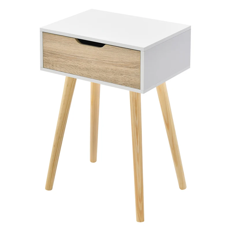 Lot de 2 tables d'appoint 60 x 40 x 30 cm blanc effet chêne 03_0009718
