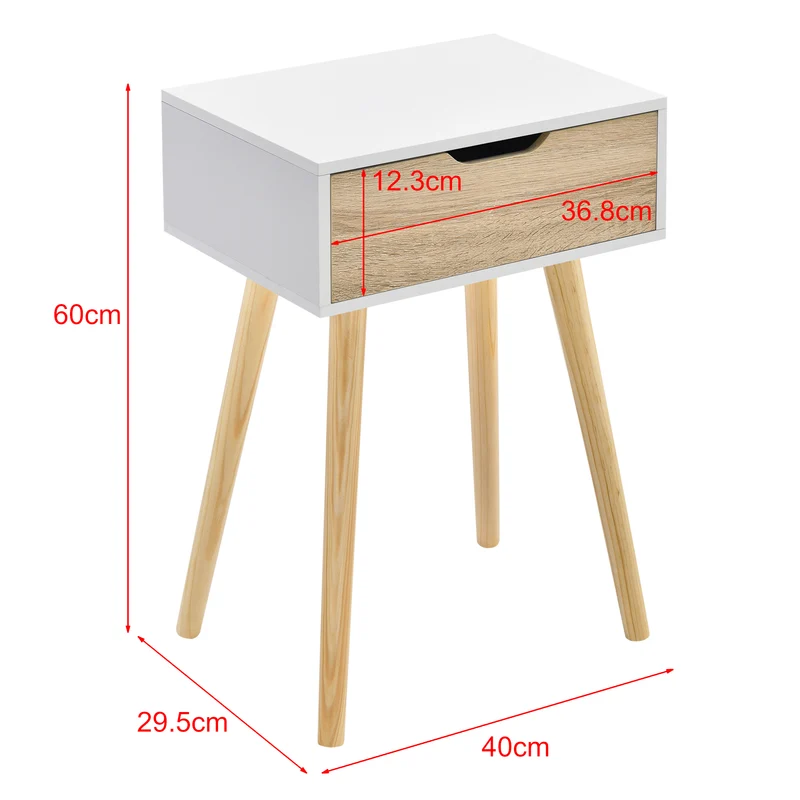 Lot de 2 tables d'appoint 60 x 40 x 30 cm blanc effet chêne 03_0009718