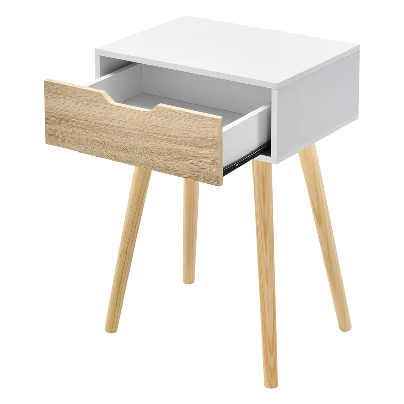 Lot de 2 tables d'appoint 60 x 40 x 30 cm blanc effet chêne 03_0009718
