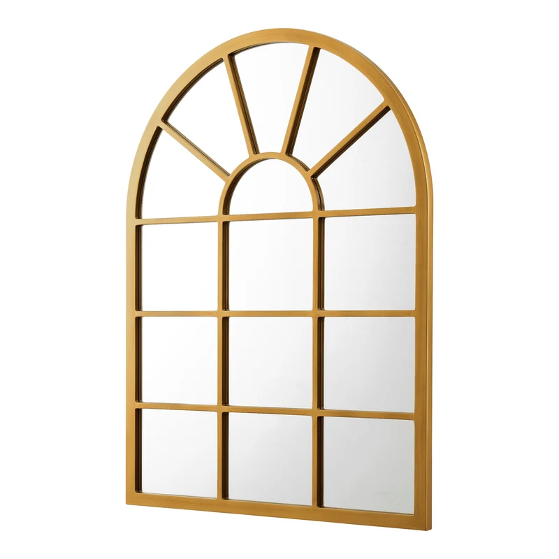 Miroir mural forme fenêtre arrondie 80 x 60 cm or 03_0007959