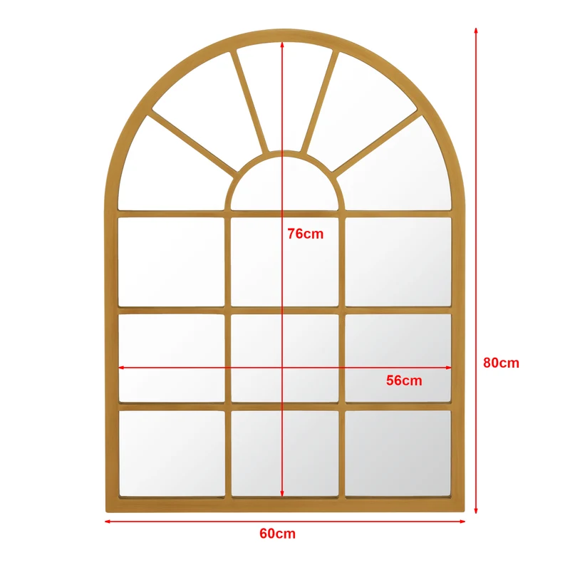 Miroir mural forme fenêtre arrondie 80 x 60 cm or 03_0007959