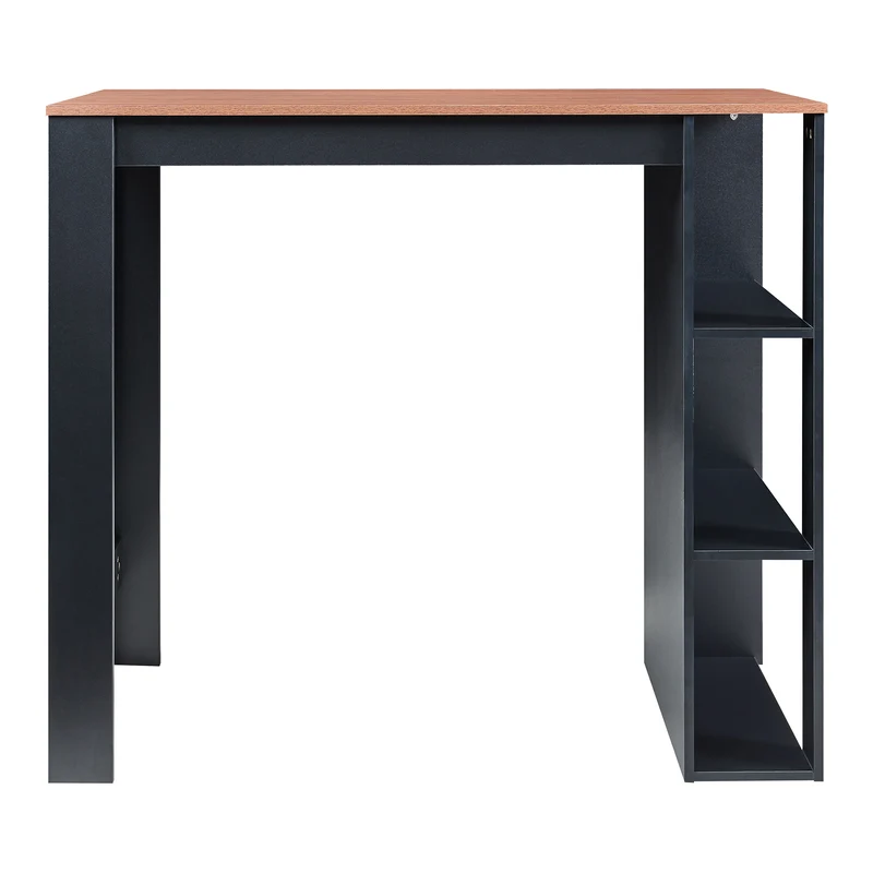 Table de Bar 3 Étagères 120x60x106 cm Effet Noyer Noir 03_0010989