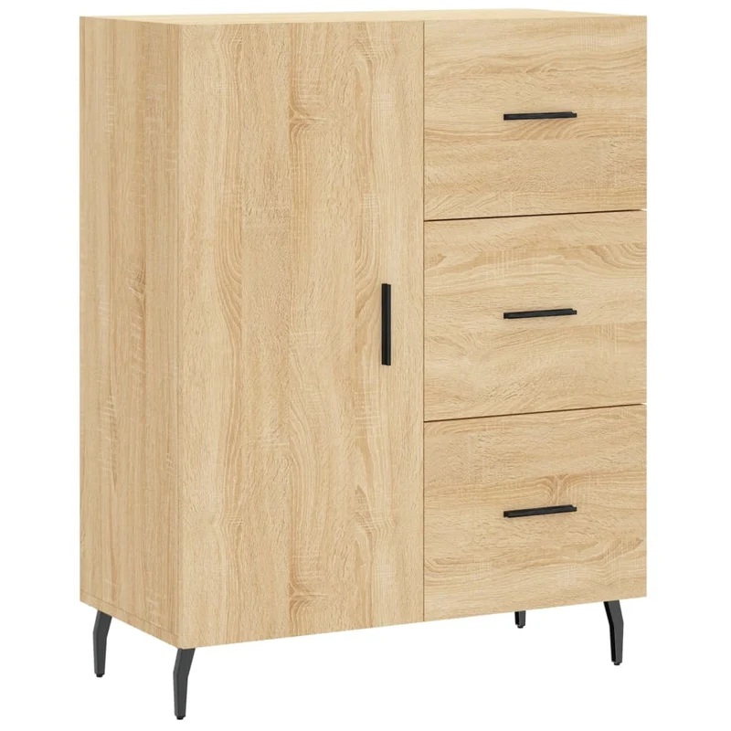 Buffet bahut commode armoire meuble de rangement organisateur cuisine salle de séjour salon haut sonoma 69,5 x 34 x 180 cm bois d'ingénierie marron 02_0034192