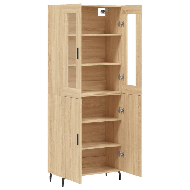 Buffet bahut commode armoire meuble de rangement organisateur cuisine salle de séjour salon haut sonoma 69,5 x 34 x 180 cm bois d'ingénierie marron 02_0034115