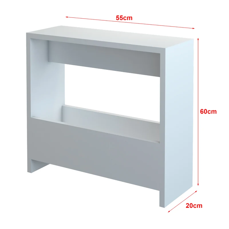 Table d'appoint rectangulaire avec porte-revues 60 x 55 x 20 cm blanc 03_0008637