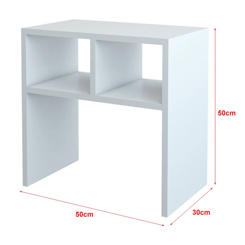 Table d'appoint rectangulaire avec 2 compartiments de stockage 50 x 50 x 30 cm blanc 03_0008633