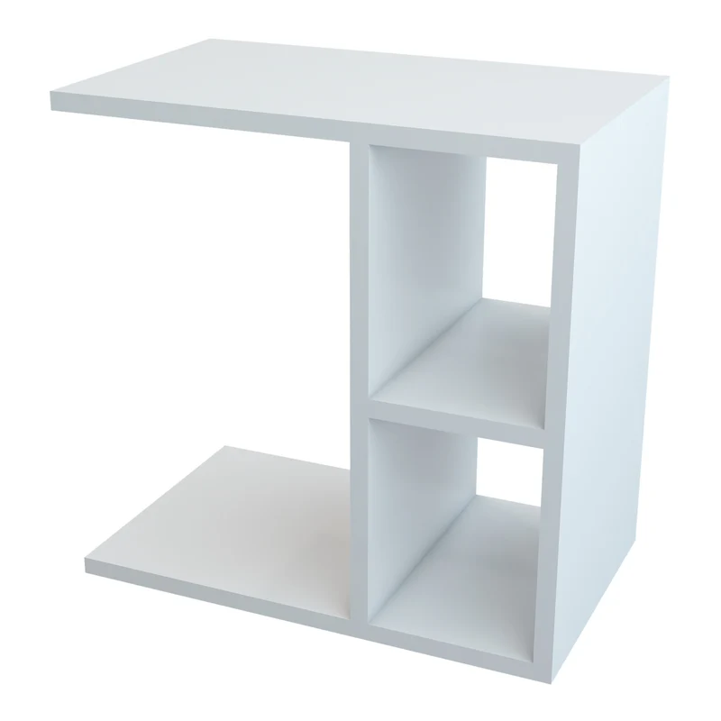 Table d'appoint rectangulaire avec 2 compartiments de stockage 50 x 50 x 30 cm blanc 03_0008633