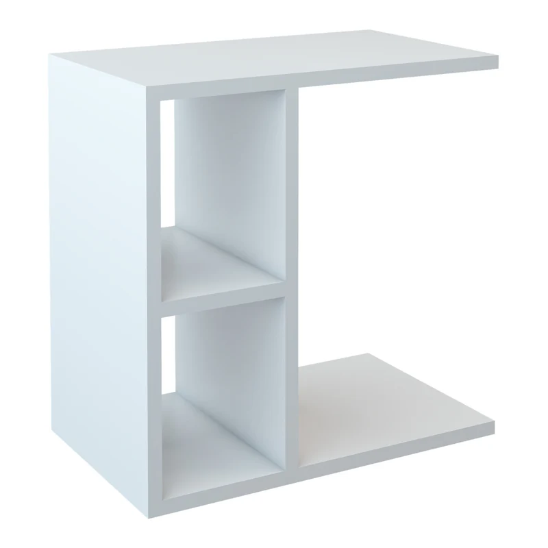 Table d'appoint rectangulaire avec 2 compartiments de stockage 50 x 50 x 30 cm blanc 03_0008633
