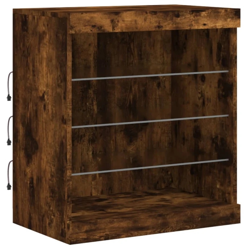 Buffet bahut commode armoire meuble de rangement organisateur cuisine salle de séjour salon avec lumières LED 142,5 x 37 x 67 cm marron 02_0029870
