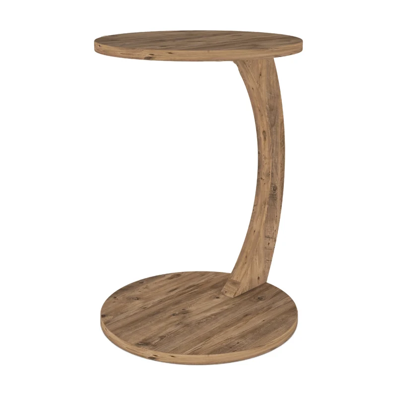 Table d'appoint ronde à roulettes 56 x 38 cm effet bois 03_0008665