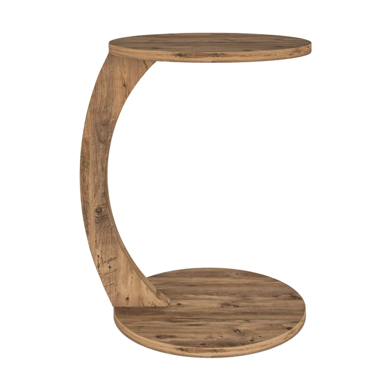 Table d'appoint ronde à roulettes 56 x 38 cm effet bois 03_0008665