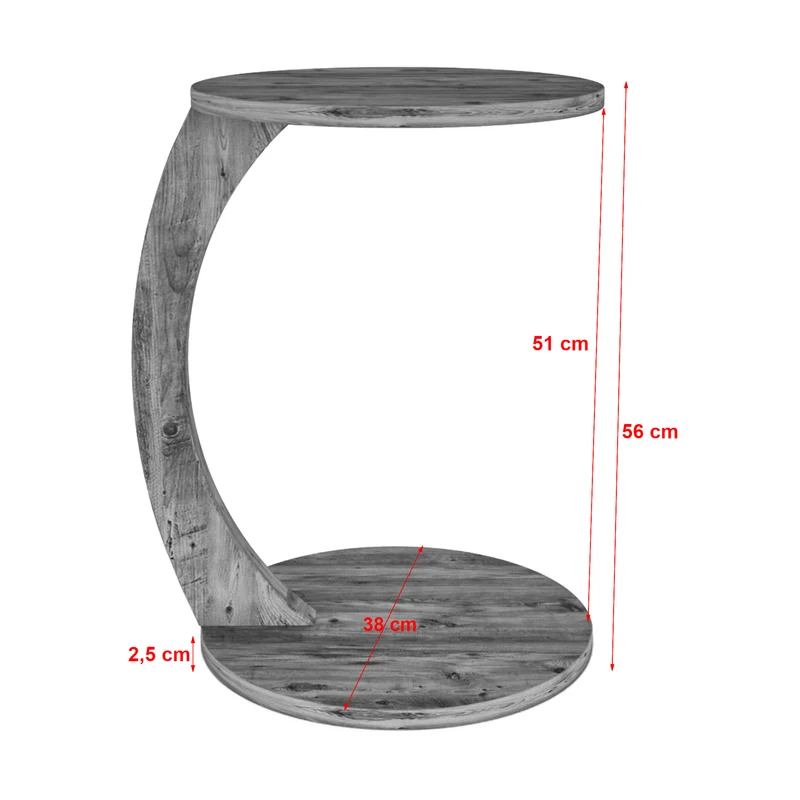 Table d'appoint ronde à roulettes 56 x 38 cm effet bois 03_0008665