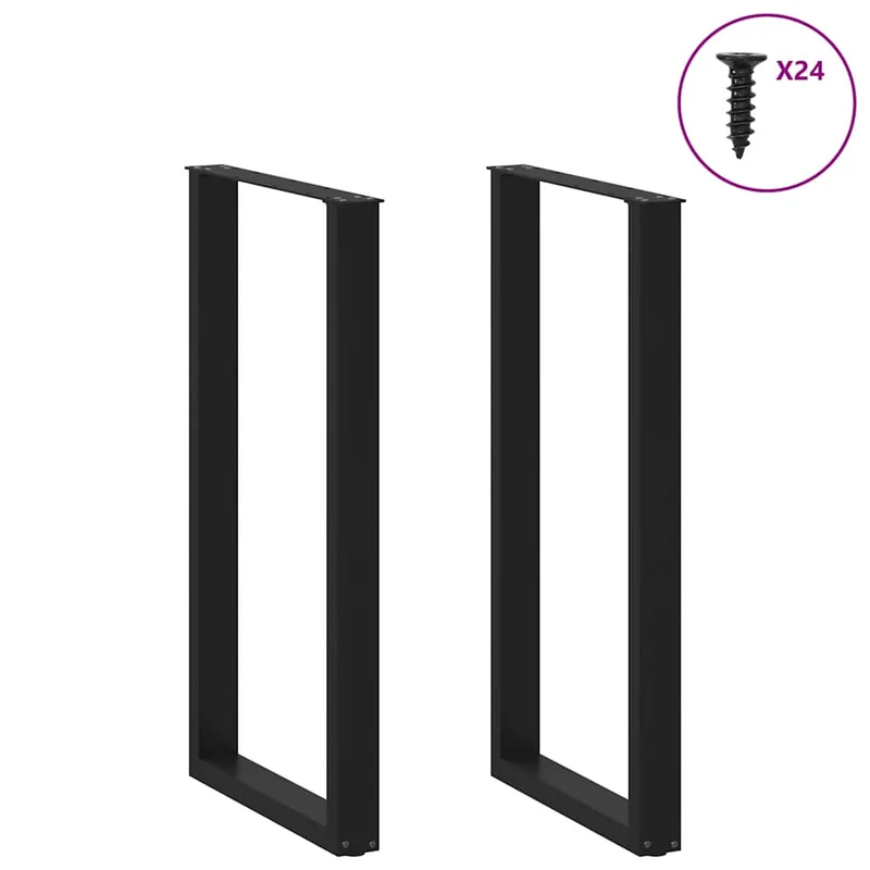 Lot de 2 pieds de table de bar en U 60 x 110 cm avec niveleurs réglables design moderne en acier noir 02_0057488