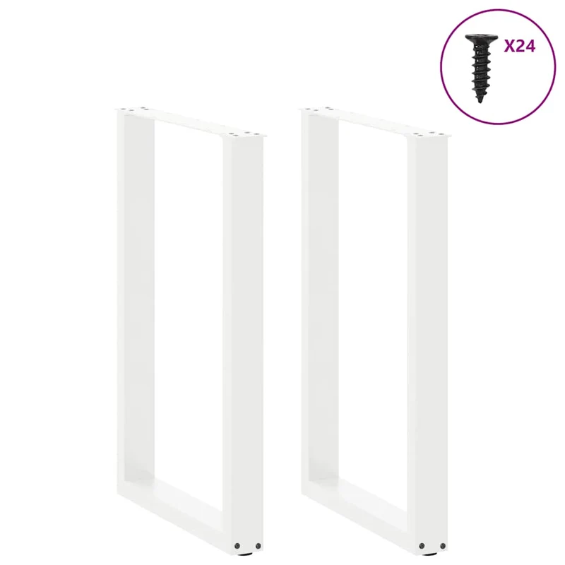 Lot de 2 pieds de table de bar en U 60 x 90 cm design moderne avec niveleurs réglables en acier blanc 02_0057465