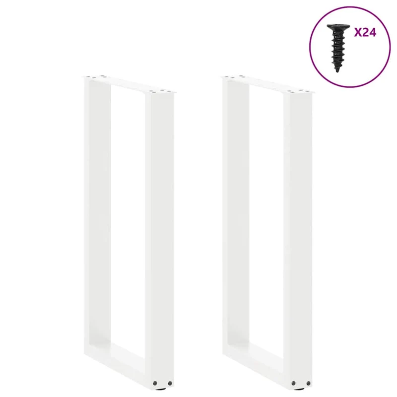 Lot de 2 pieds de table de bar en U réglables 50 x 90-91 cm design moderne en acier blanc 02_0057461