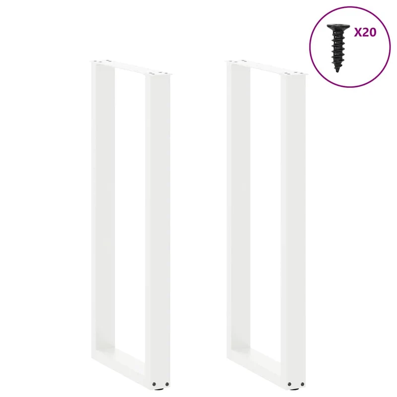 Lot de 2 pieds de table de bar en U 40 x 110-111 cm esthétiques modernes avec niveleurs réglables en acier blanc 02_0057481