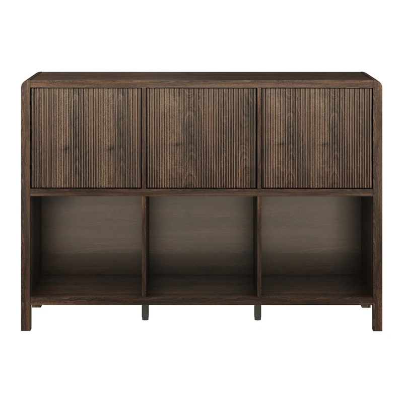 Commode meuble de rangement pratique entrée salon chambre 76,5 x 110 x 30 cm MDF effet noyer marron 03_0009301