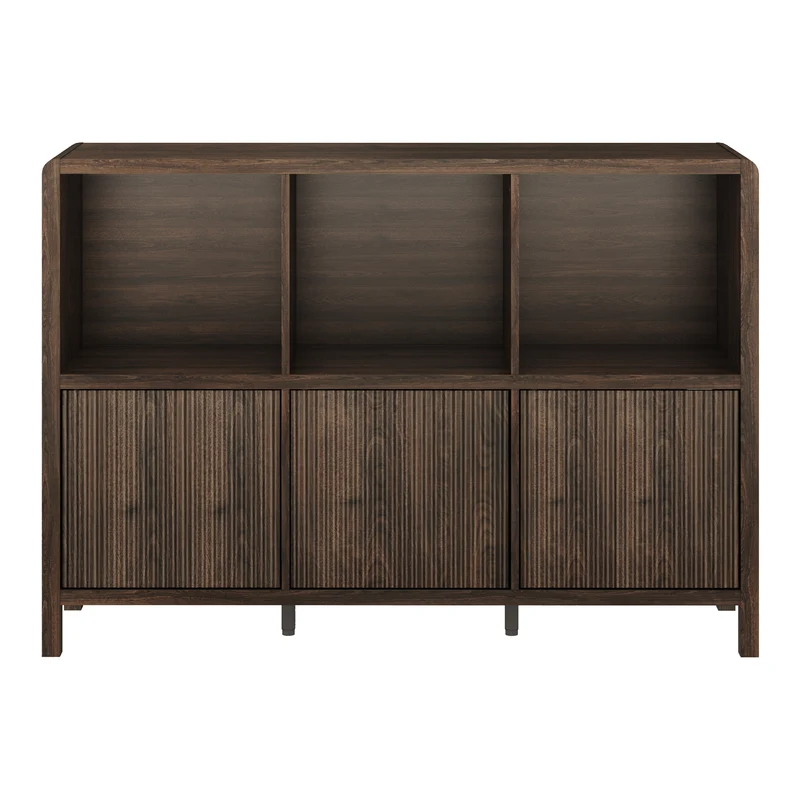 Commode meuble de rangement pratique entrée salon chambre 76,5 x 110 x 30 cm MDF effet noyer marron 03_0009301