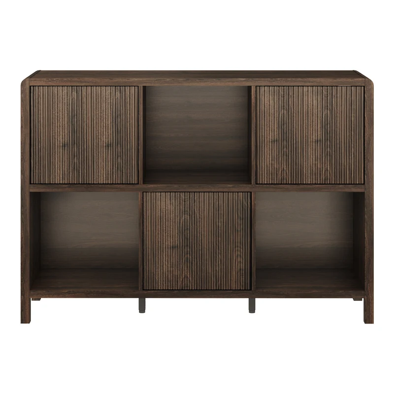 Commode meuble de rangement pratique entrée salon chambre 76,5 x 110 x 30 cm MDF effet noyer marron 03_0009301