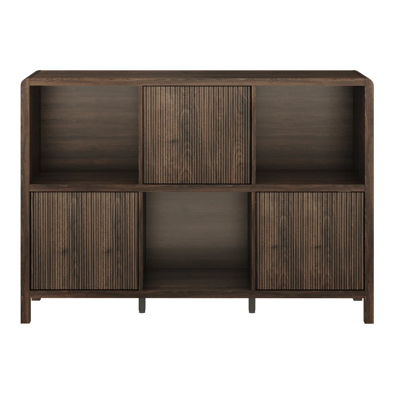 Commode meuble de rangement pratique entrée salon chambre 76,5 x 110 x 30 cm MDF effet noyer marron 03_0009301