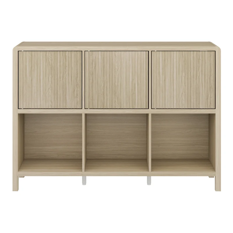 Commode meuble de rangement pratique entrée salon chambre 76,5 x 110 x 30 cm effet chêne 03_0009300