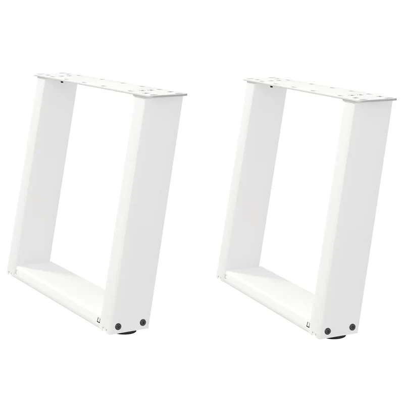 Lot de 2 pieds de table basse en U inclinés adaptables 50 x 42-43 cm en acier blanc 02_0057049