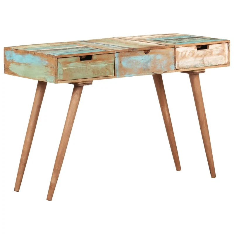 Coiffeuse avec miroir table de maquillage 112 x 45 x 76 cm bois massif de récupération 02_0006357