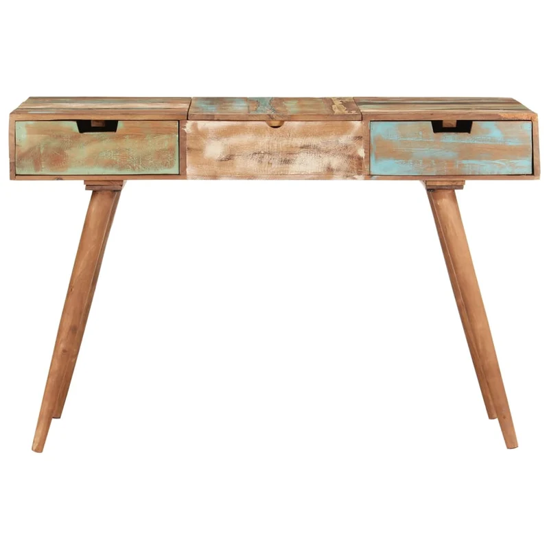 Coiffeuse avec miroir table de maquillage 112 x 45 x 76 cm bois massif de récupération 02_0006357