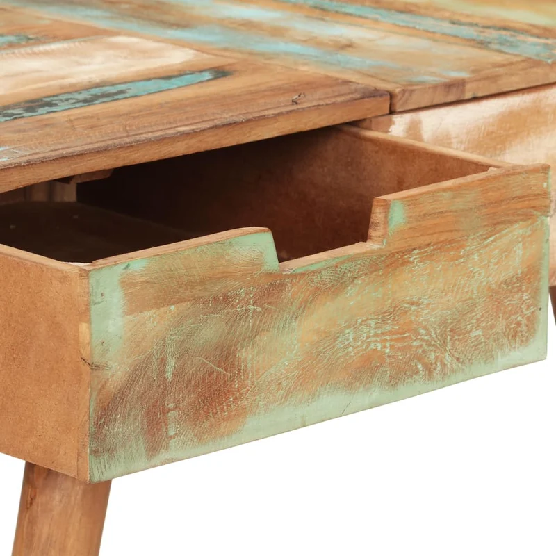 Coiffeuse avec miroir table de maquillage 112 x 45 x 76 cm bois massif de récupération 02_0006357