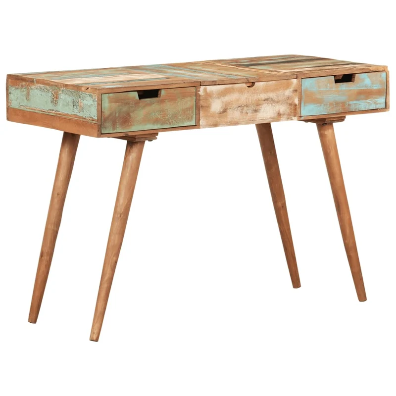 Coiffeuse avec miroir table de maquillage 112 x 45 x 76 cm bois massif de récupération 02_0006357